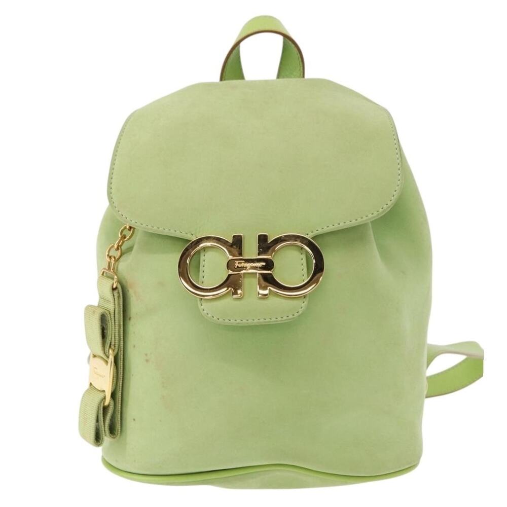 Salvatore Ferragamo Suede Backpack Green